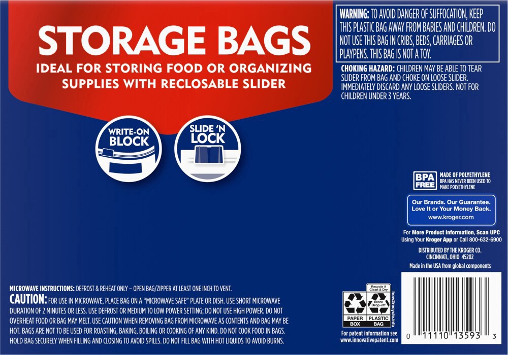 slide 2 of 2, Kroger Quart Storage Bags, 80 ct