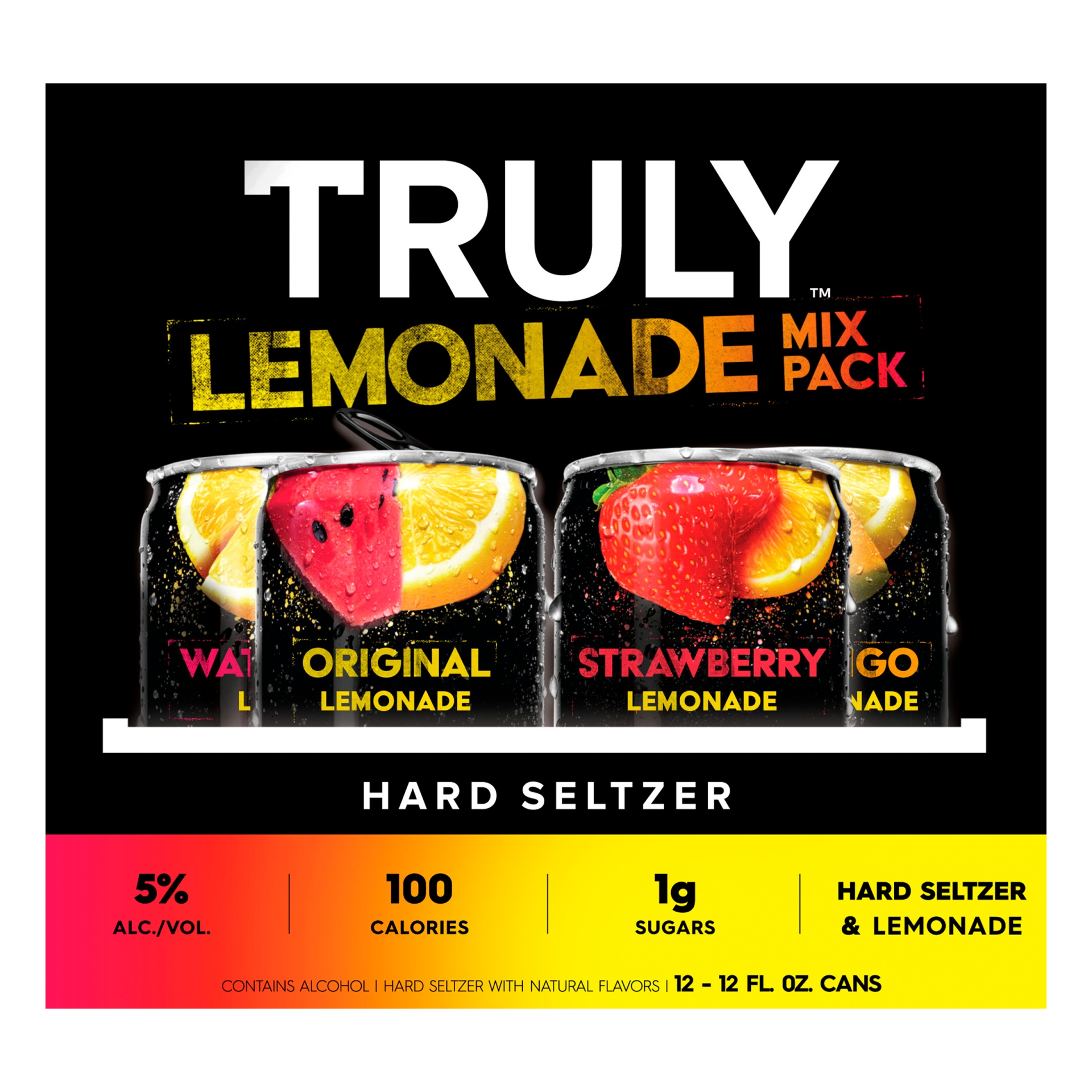 slide 4 of 4, TRULY Hard Seltzer Lemonade Variety Pack, Spiked & Sparkling Water, 12 ct; 12 oz