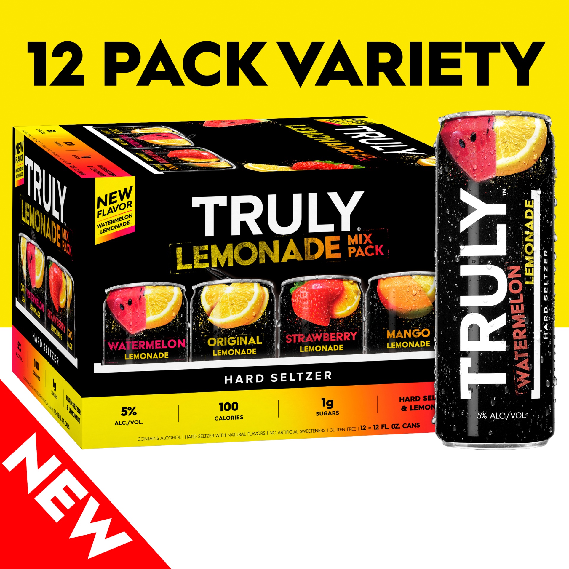 slide 1 of 4, TRULY Hard Seltzer Lemonade Variety Pack, Spiked & Sparkling Water, 12 ct; 12 oz