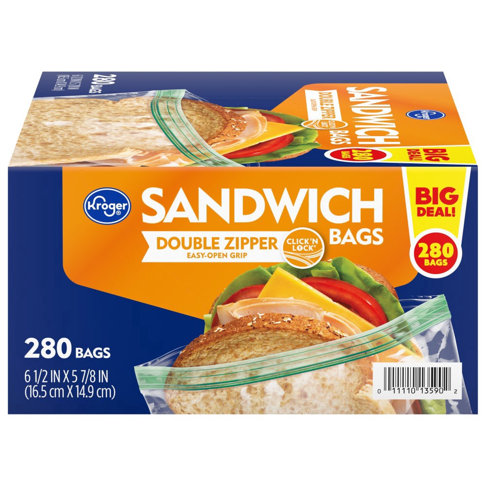slide 3 of 4, Kroger Reclosable Sandwich Bag, 280 ct