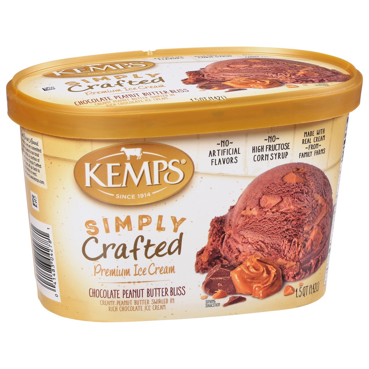 slide 2 of 9, Kemps Simply Crafted Premium Chocolate Peanut Butter Bliss Ice Cream 1.5 qt, 1.5 qt