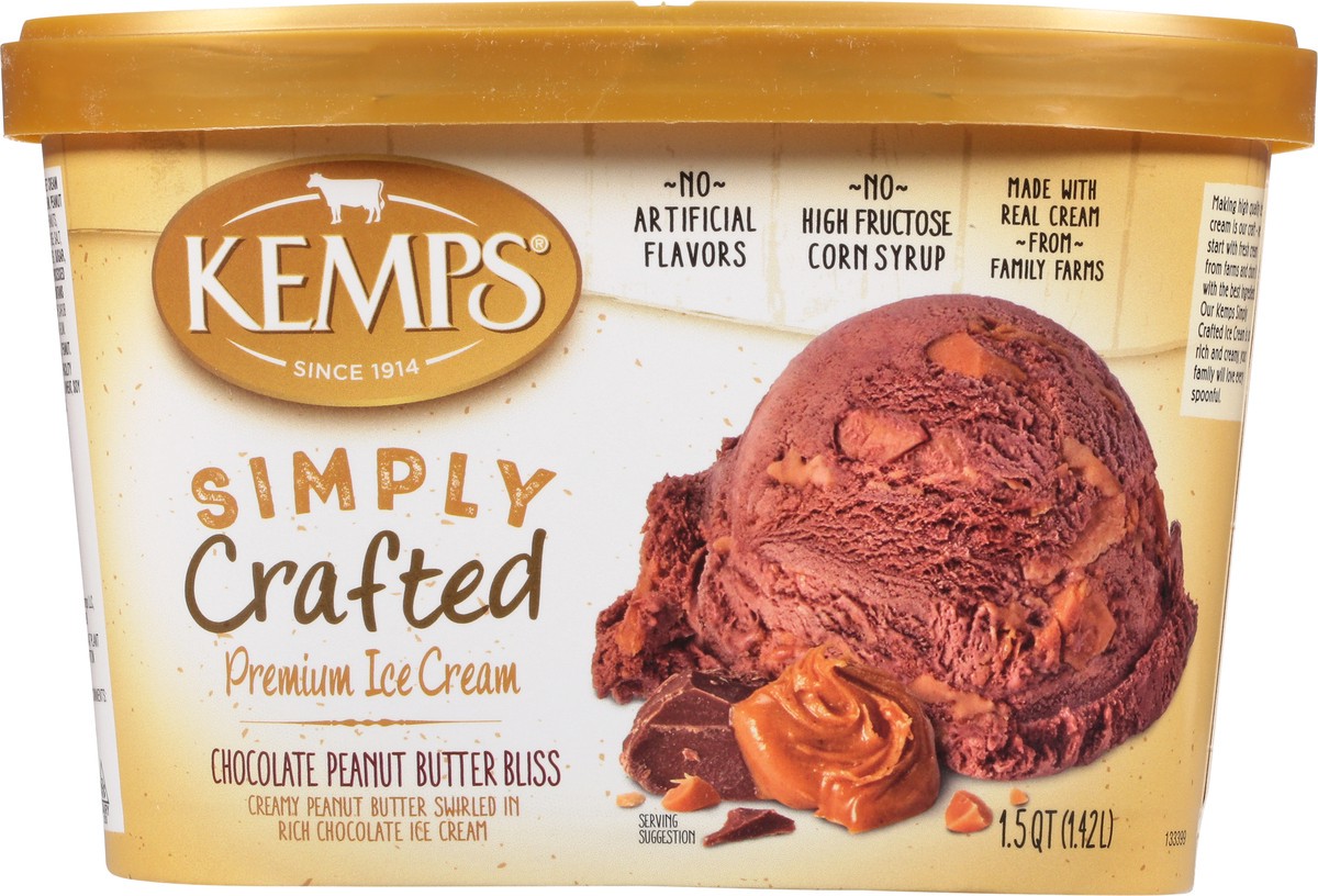 slide 4 of 9, Kemps Simply Crafted Premium Chocolate Peanut Butter Bliss Ice Cream 1.5 qt, 1.5 qt