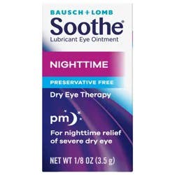 Bausch + Lomb Soothe Eye Ointment, Lubricant Relief for Dry Eyes, Moisturizing & Comforting Nighttime Dry Eye Therapy, Suitable for Sensitive Eyes, Preservative Free, 1.8 oz