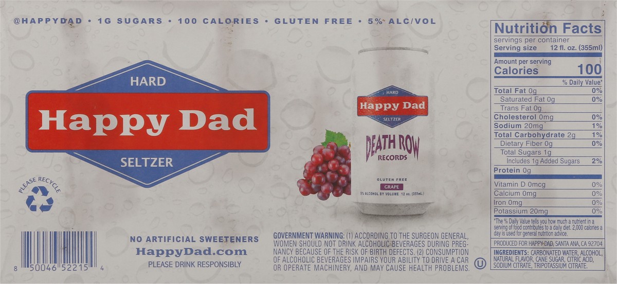 slide 5 of 9, Happy Dad Death Row Records Grape Hard Seltzer 12 - 12 fl oz Cans, 12 ct