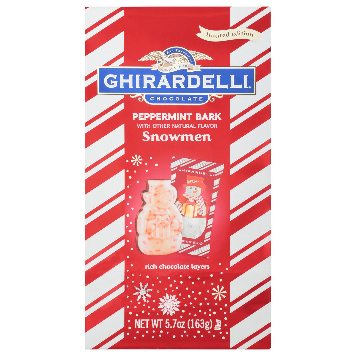 slide 1 of 9, Ghirardelli Snowmen Peppermint Bark Chocolate 5.7 oz, 5.7 oz