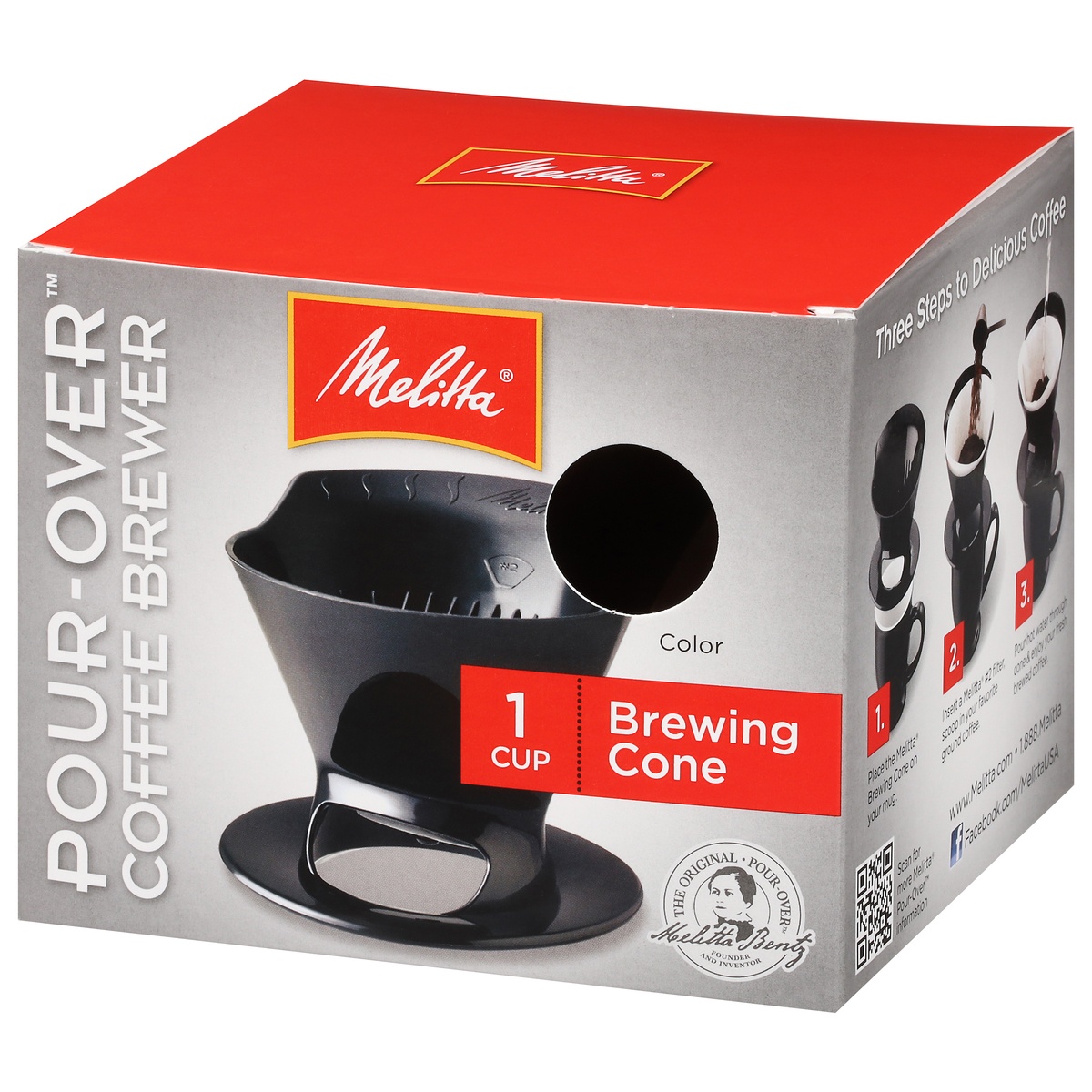 slide 3 of 8, Melitta Pour-Over Coffee Brewer Brewing Cone, 1 cup