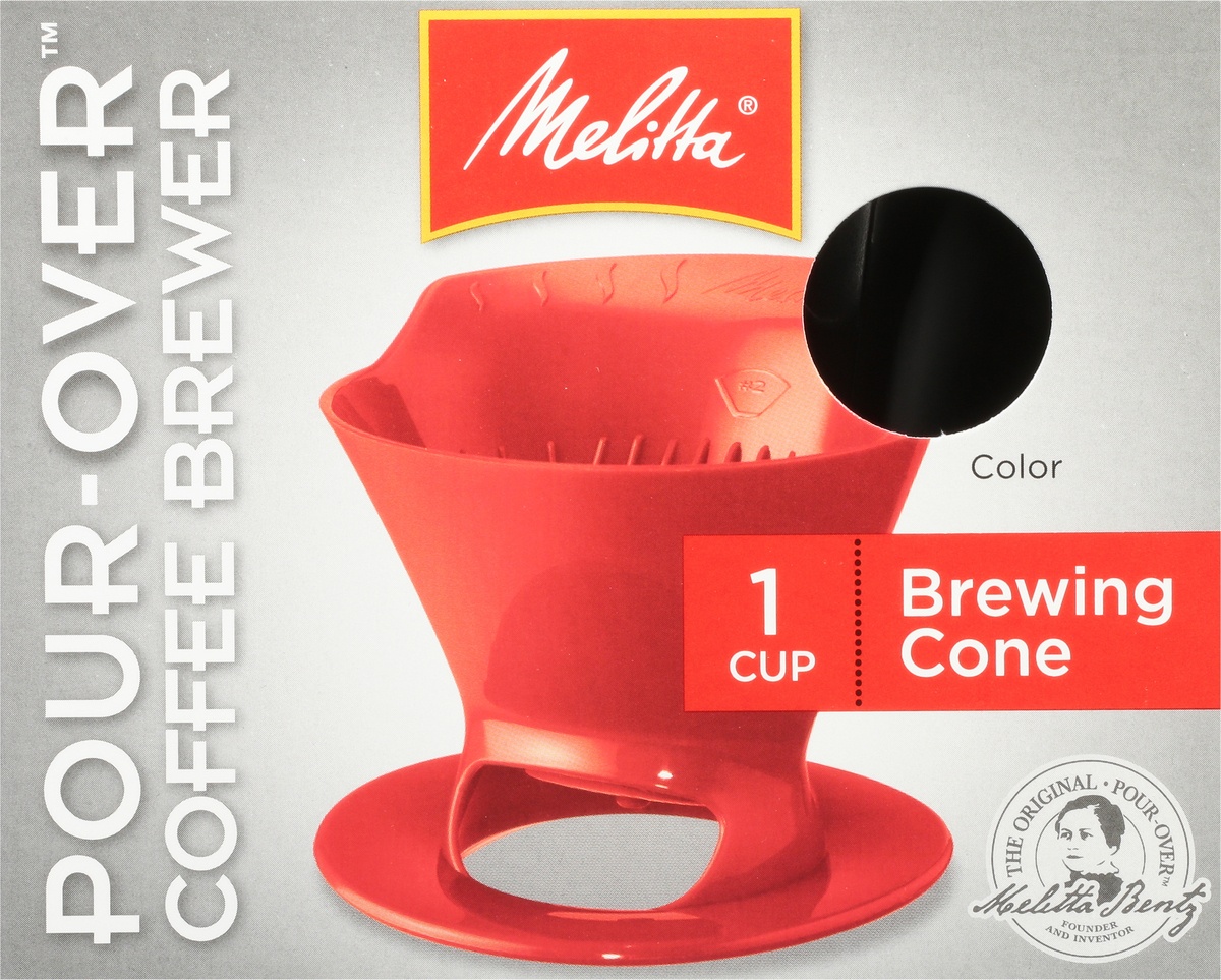 slide 7 of 8, Melitta Pour-Over Coffee Brewer Brewing Cone, 1 cup