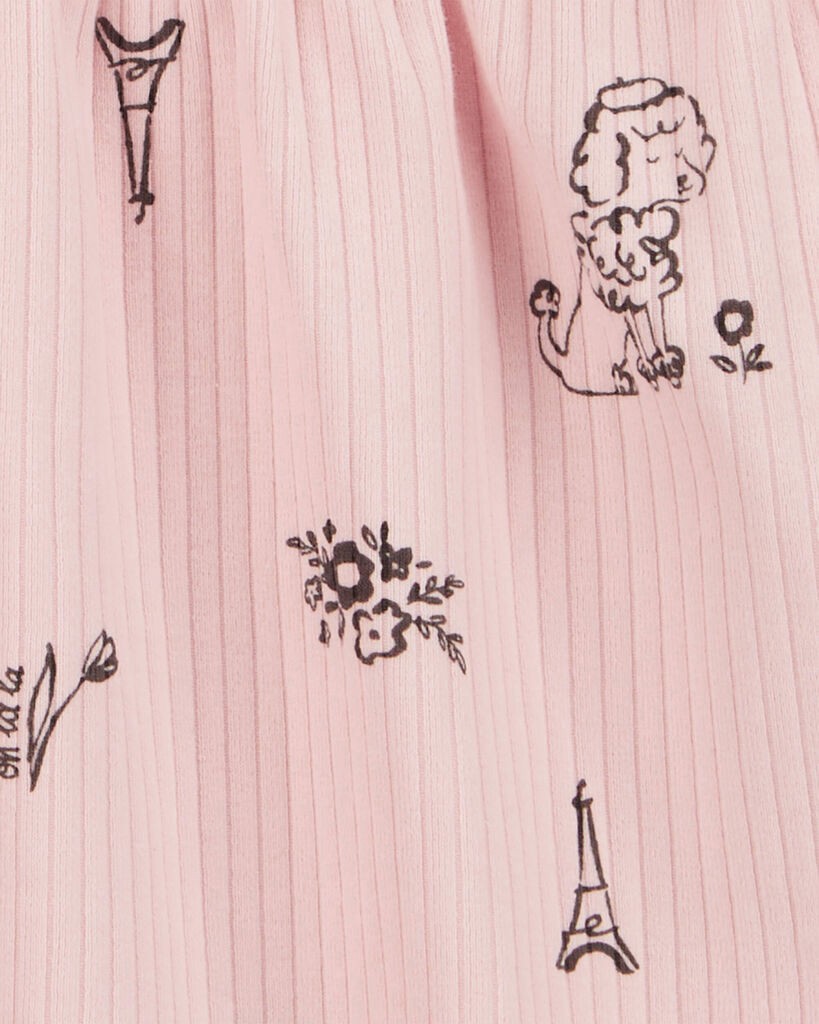 slide 4 of 4, Carter's Baby Paris-Print Long-Sleeve Dress - Pink Pink 24M, 1 ct