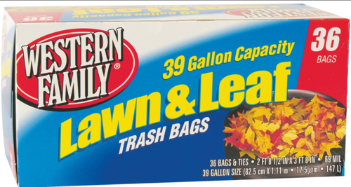 slide 1 of 1, Western Family 39 Gal Lawn Leaf Trash Bags, 36 ct