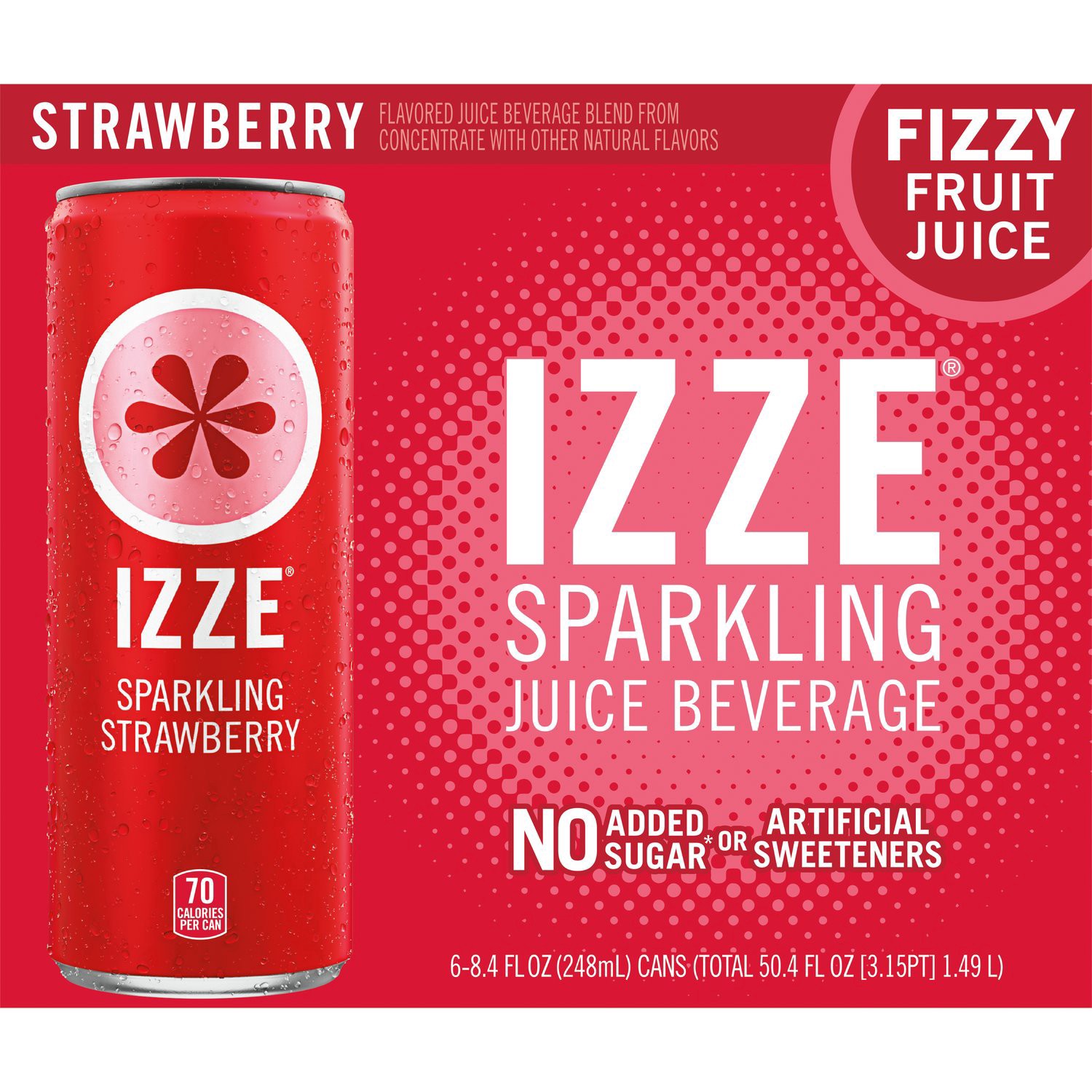 slide 1 of 2, IZZE Sparkling Juice Flavored Beverage Strawberry - 6 ct, 6 ct