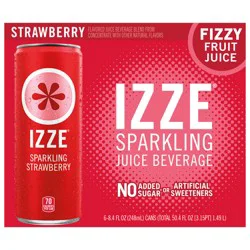 IZZE Sparkling Juice Flavored Beverage Strawberry 8.4 Fl Oz 6 Count
