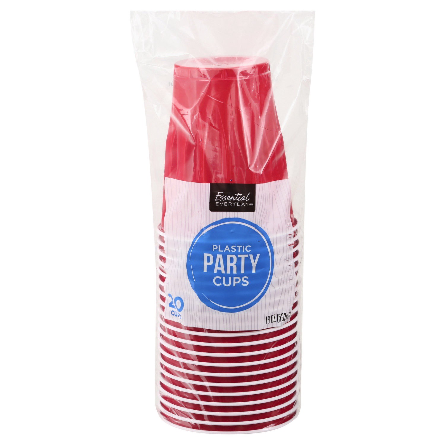 slide 1 of 1, Essential Everyday Red Party Cups 18Oz, 20 ct