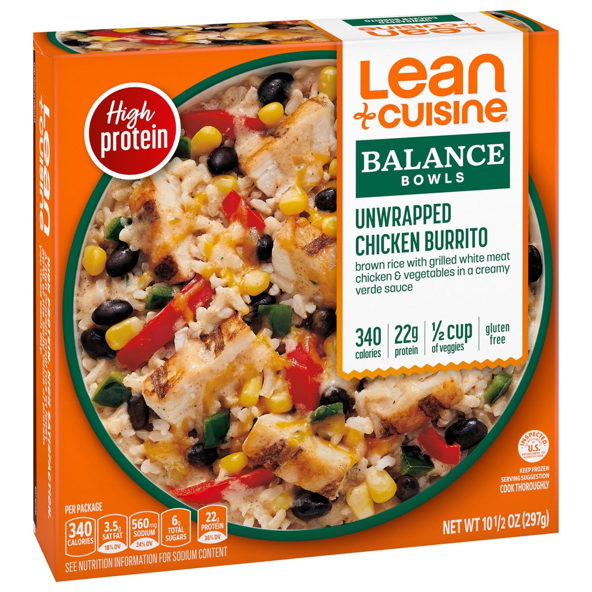 slide 2 of 9, Lean Cuisine Frozen Meal Unwrapped Chicken Burrito, Balance Bowls Microwave Meal, Frozen Chicken Burrito Dinner, Frozen Dinner for One, 10.5 oz