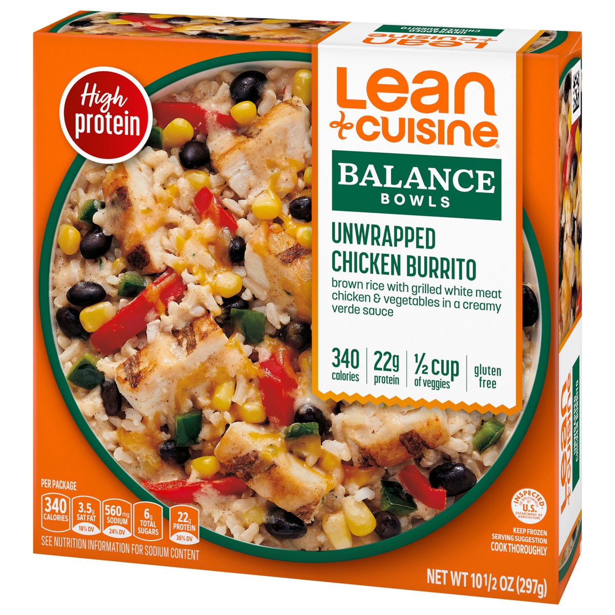 slide 3 of 9, Lean Cuisine Frozen Meal Unwrapped Chicken Burrito, Balance Bowls Microwave Meal, Frozen Chicken Burrito Dinner, Frozen Dinner for One, 10.5 oz