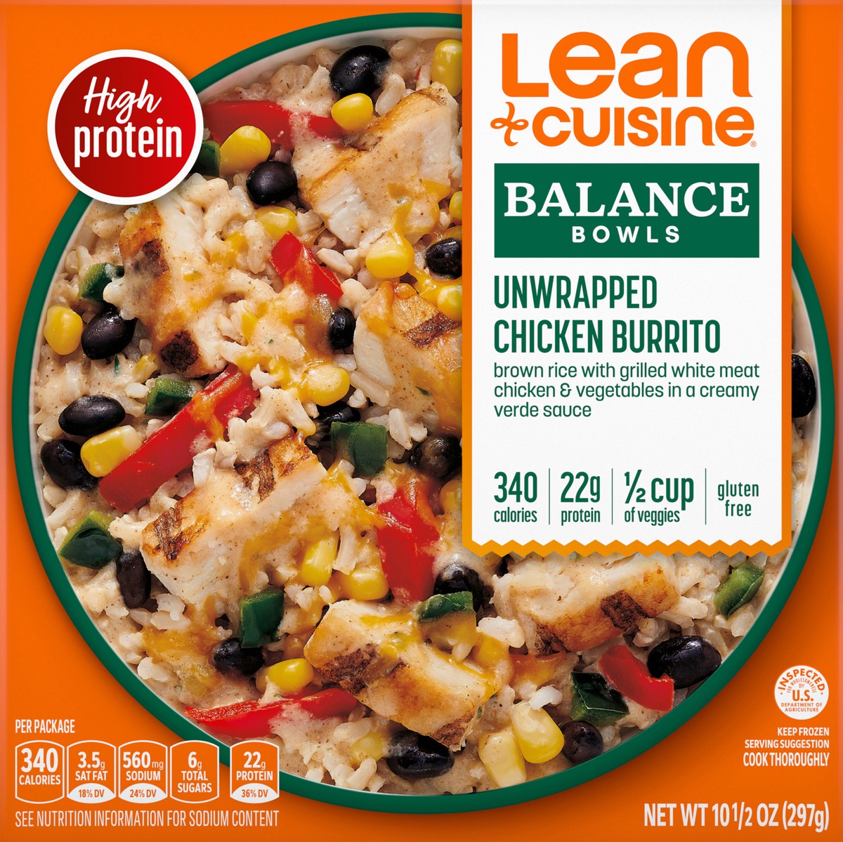 slide 6 of 9, Lean Cuisine Frozen Meal Unwrapped Chicken Burrito, Balance Bowls Microwave Meal, Frozen Chicken Burrito Dinner, Frozen Dinner for One, 10.5 oz