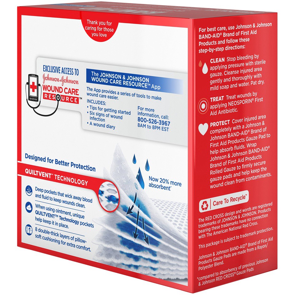 slide 2 of 6, BAND-AID Cushion Care Sterile Gauze Pads for Protection of Minor Cut, Scrapes & Burns, Non-Adhesive & Wound Care Dressing Pads, Medium Size, 3 inches x 3 inches, 10 ct, 10 ct