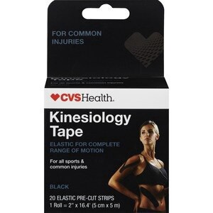 slide 1 of 1, CVS Health Kinesiology Athletic Tape Strips, Black, 20 ct