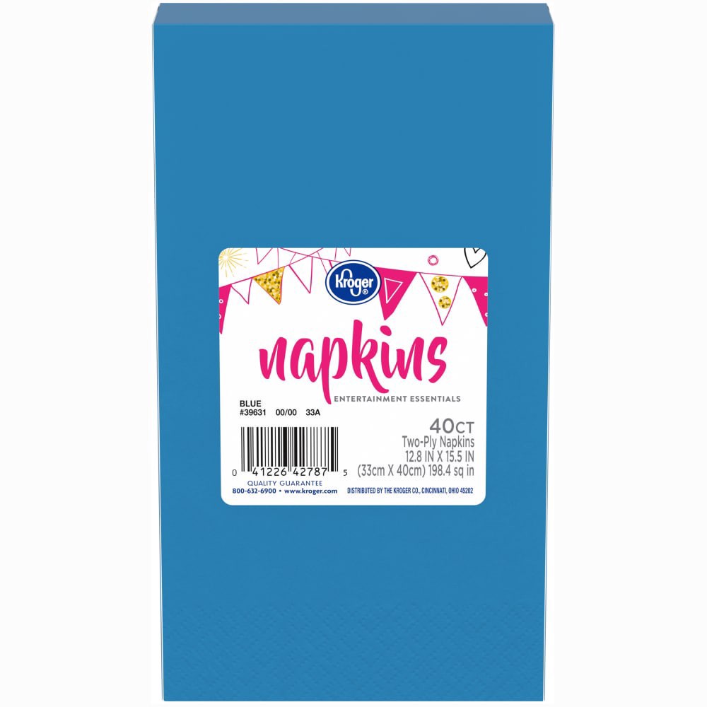 slide 3 of 3, Kroger Blue Guest Paper Napkins, 40 ct
