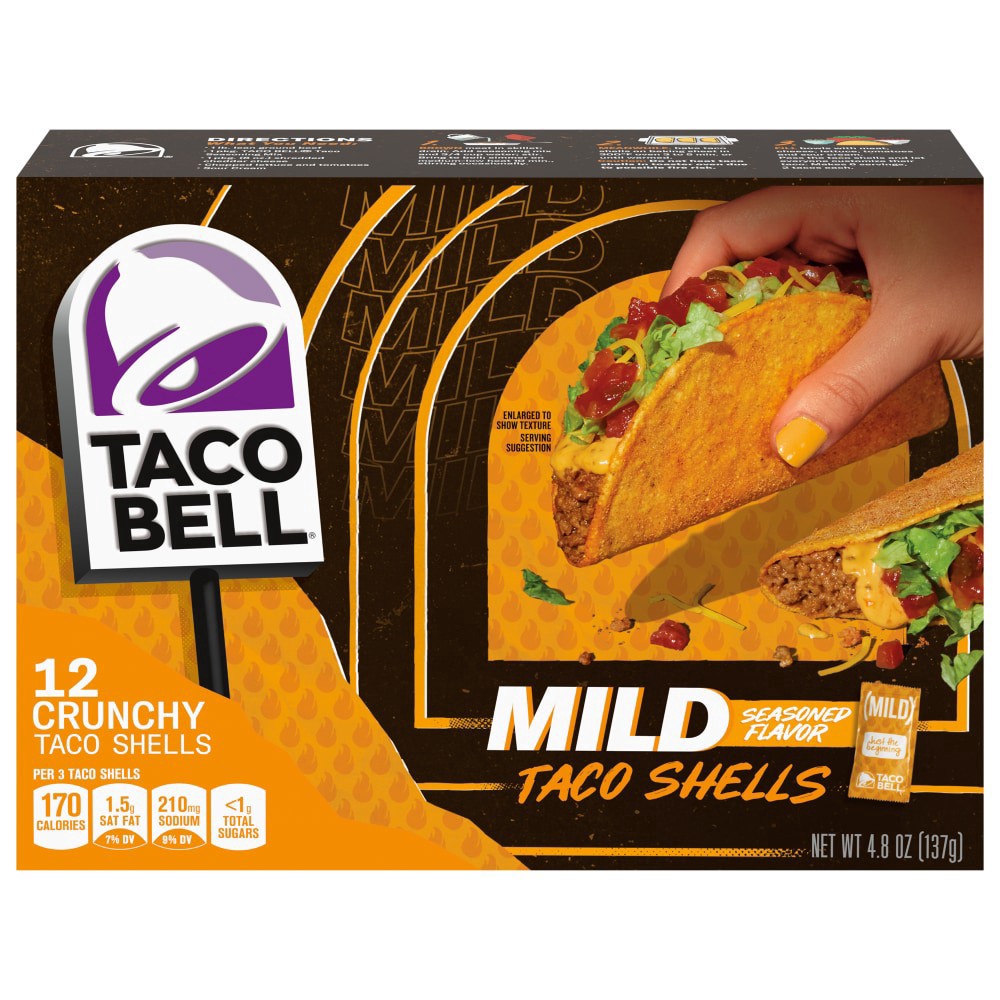 slide 3 of 3, Taco Bell Mild Seasoned Flavor Crunchy Taco Shells, 12 ct, 4.8 oz Box, 12 ct