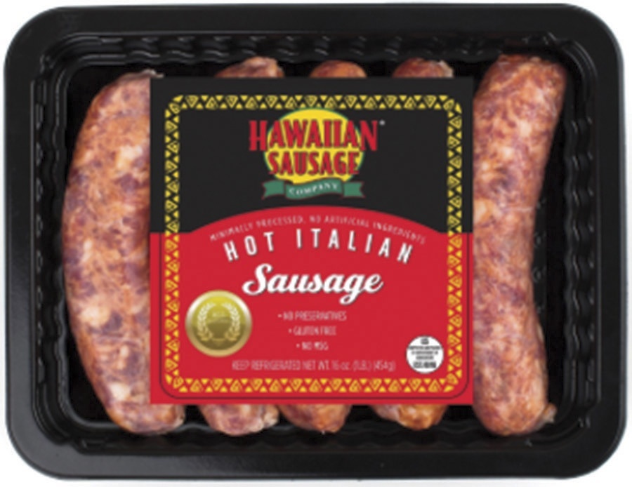 slide 1 of 1, Hawaiian Sausage Co. Hot Italian Sausage - 16 Oz, 