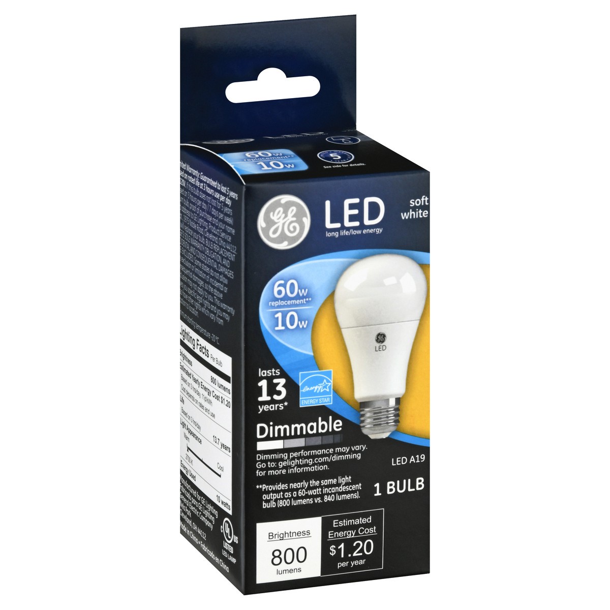 slide 2 of 9, GE Light Bulb, Led, 10 Watt, A19, Medium Base, Soft White, Frost Finish, 1Pk, 1 ct