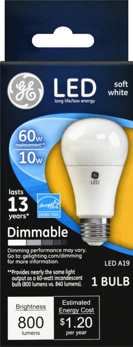 slide 1 of 9, GE Light Bulb, Led, 10 Watt, A19, Medium Base, Soft White, Frost Finish, 1Pk, 1 ct