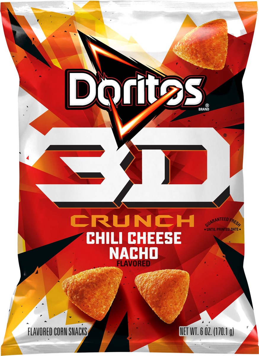 slide 4 of 6, Doritos 3D Crunch Corn Snacks Chili Cheese Nacho Flavored 6 Oz, 6 oz