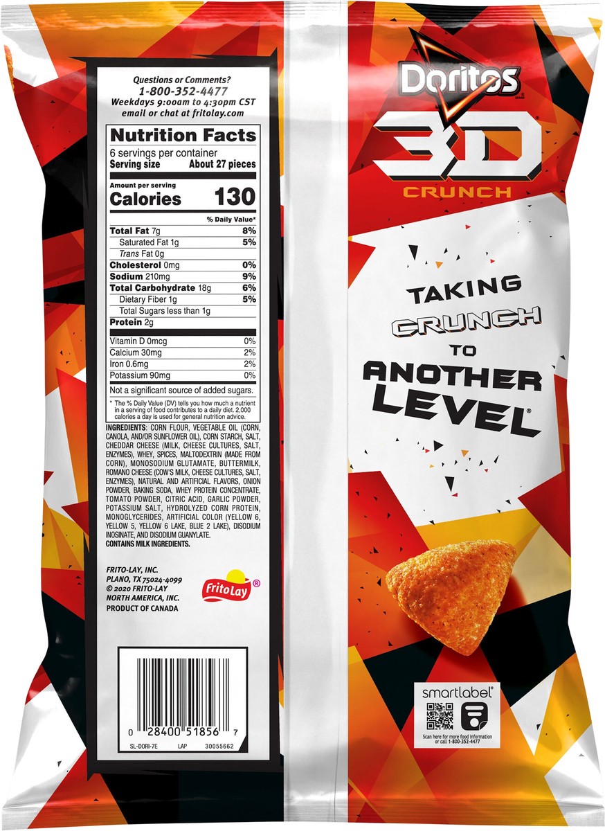 slide 5 of 6, Doritos 3D Crunch Corn Snacks Chili Cheese Nacho Flavored 6 Oz, 6 oz