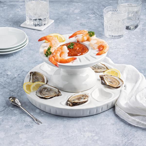 slide 1 of 1, Mud Pie Reversible Seafood Tower And Spoon, 3 Piece Set, 1 ct