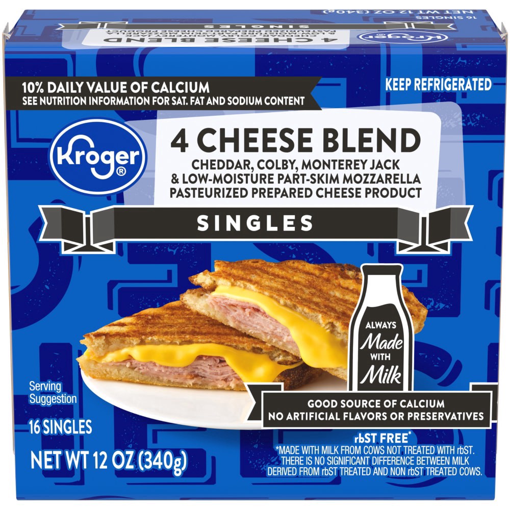 slide 2 of 3, Kroger 4 Cheese Blend Singles, 16 ct; 12 oz