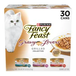 Fancy Feast Purina Fancy Feast Gravy Lovers Poultry and Beef Grilled Gourmet Wet Cat Food Variety Pack - (30) 3 oz. Cans