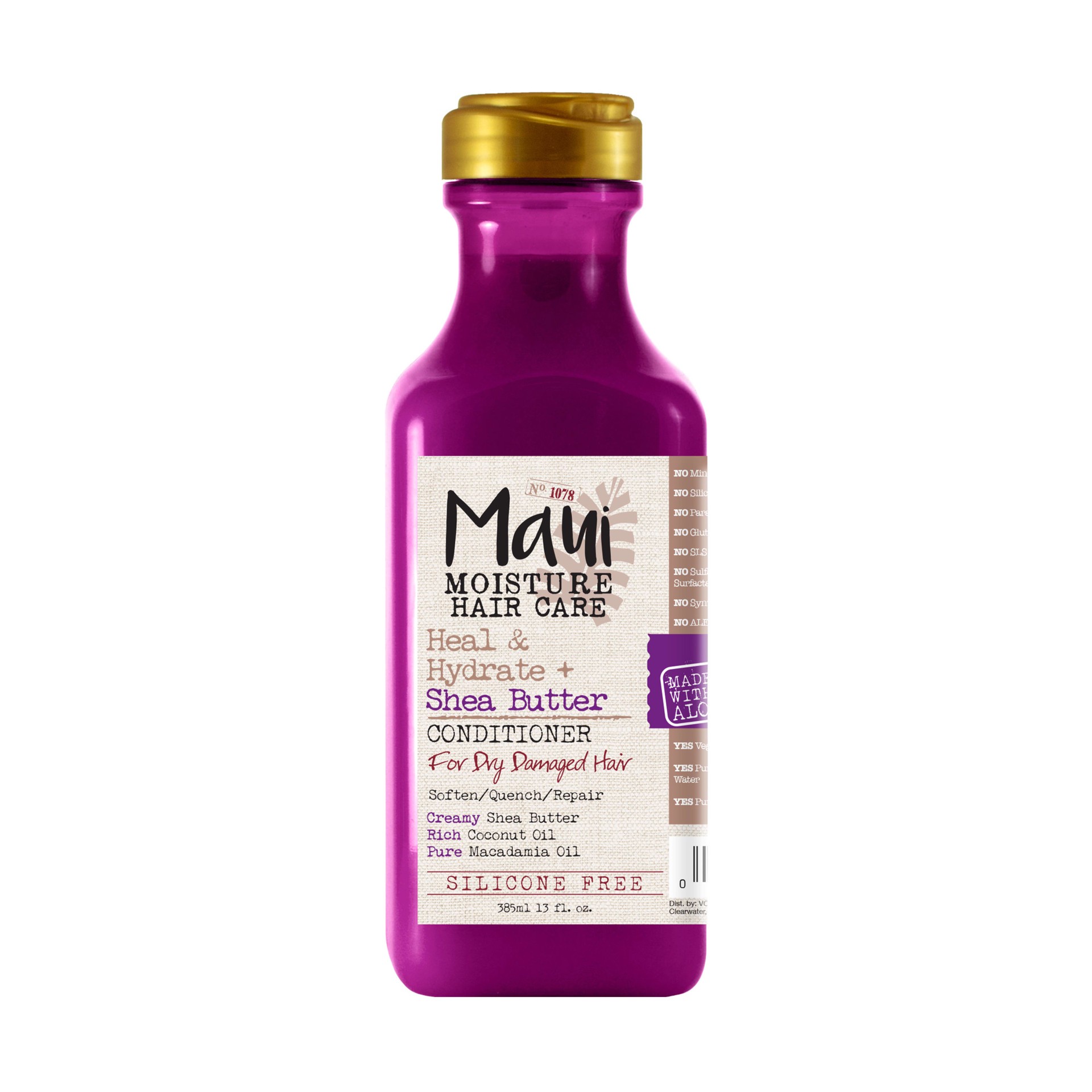 slide 1 of 5, Maui Moisture Heal & Hydrate + Shea Butter Conditioner for Dry, Damaged Curls, Hair Conditioner with Macadamia & Coconut Oils, Vegan & Silicone-Free, 13 Fl Oz, 385 ml