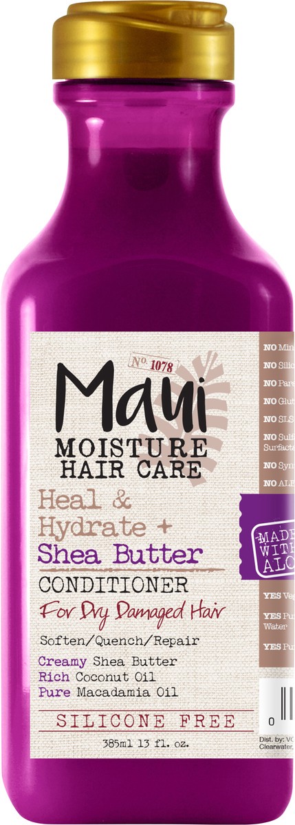 slide 2 of 5, Maui Moisture Heal & Hydrate + Shea Butter Conditioner for Dry, Damaged Curls, Hair Conditioner with Macadamia & Coconut Oils, Vegan & Silicone-Free, 13 Fl Oz, 385 ml