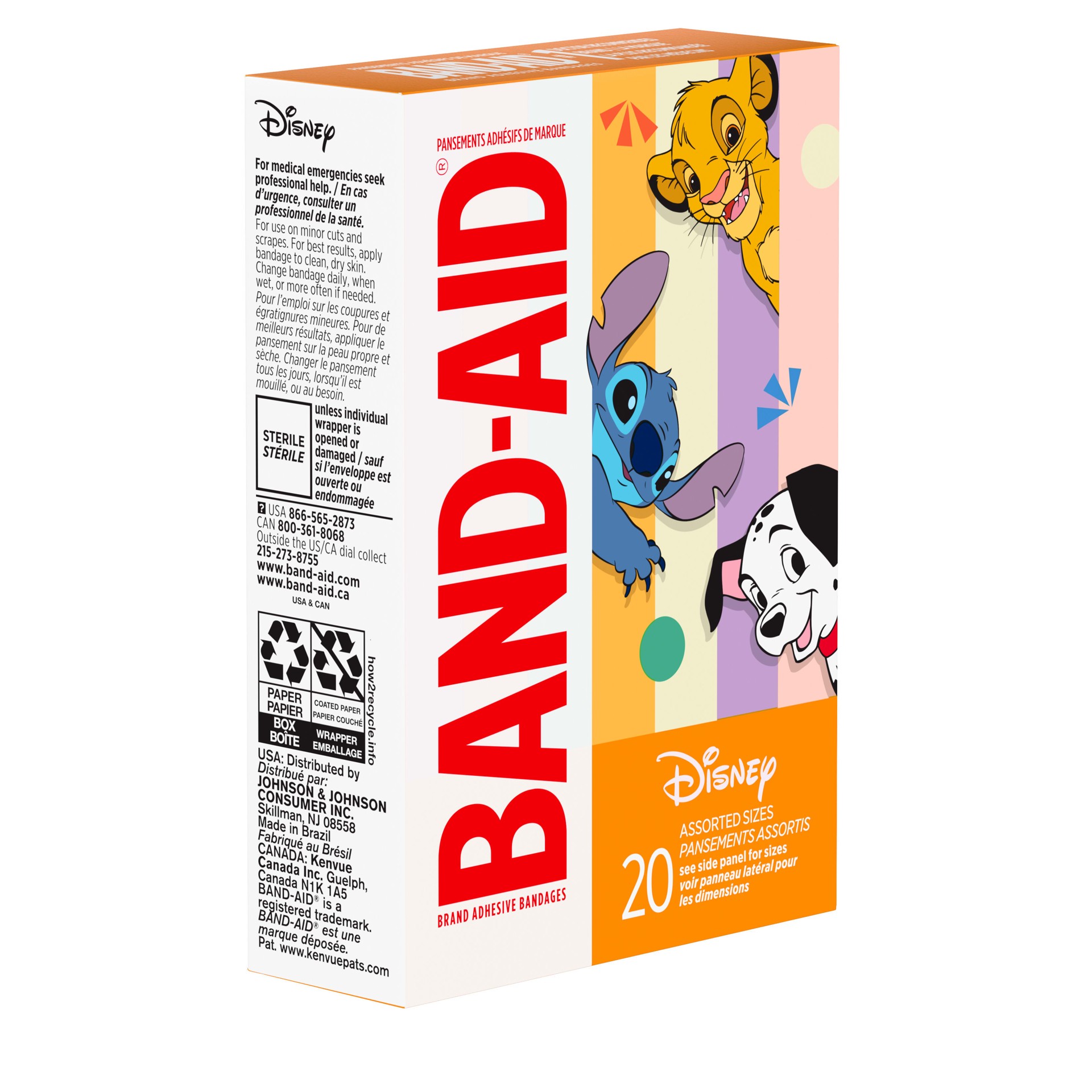 slide 5 of 7, BAND-AID Brand Bandages for Kids, Disney Characters, Assorted, 20 ct, 20 ct
