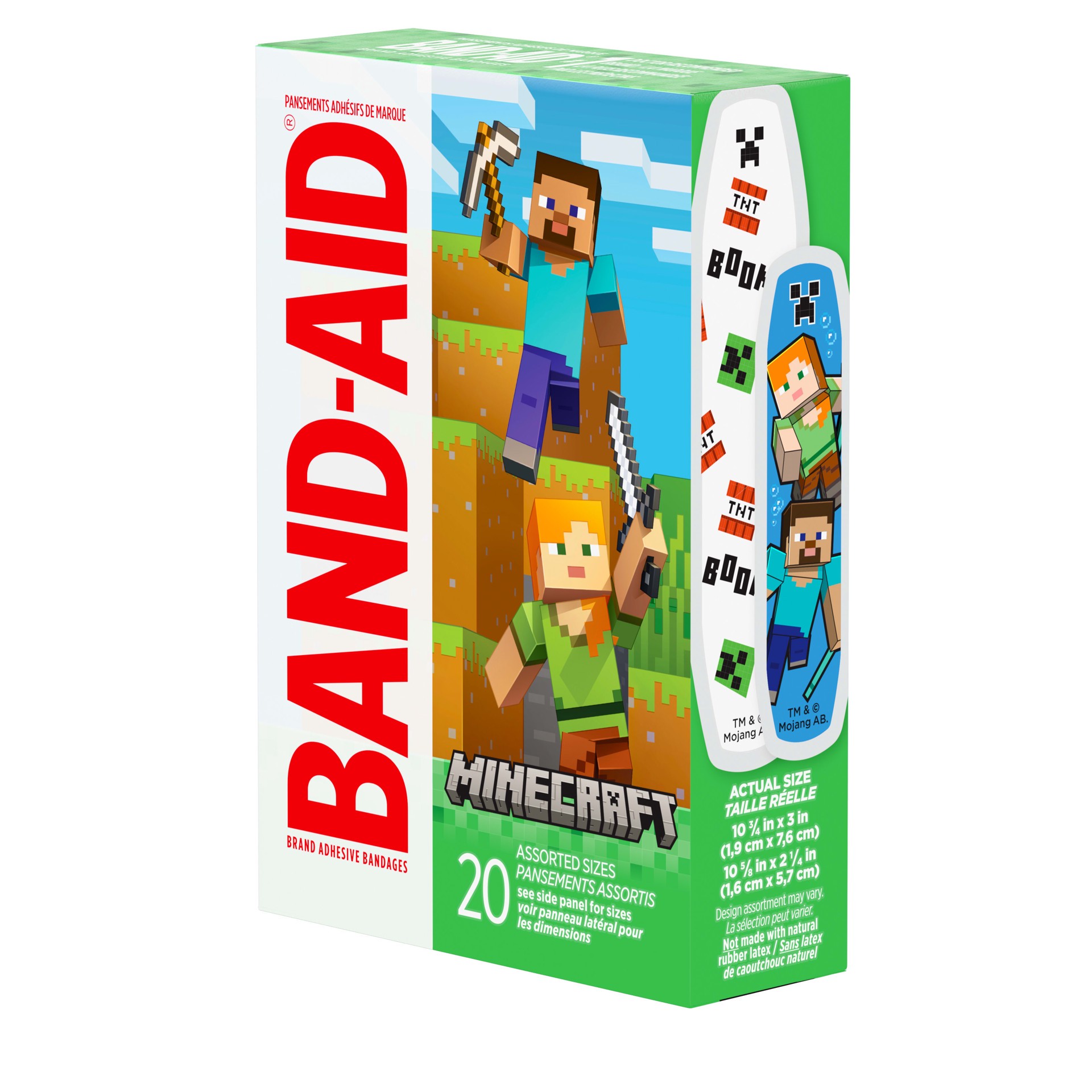 slide 4 of 7, BAND-AID Brand Adhesive Bandages, MineCraft, Assorted Size, 20 Count, 20 ct