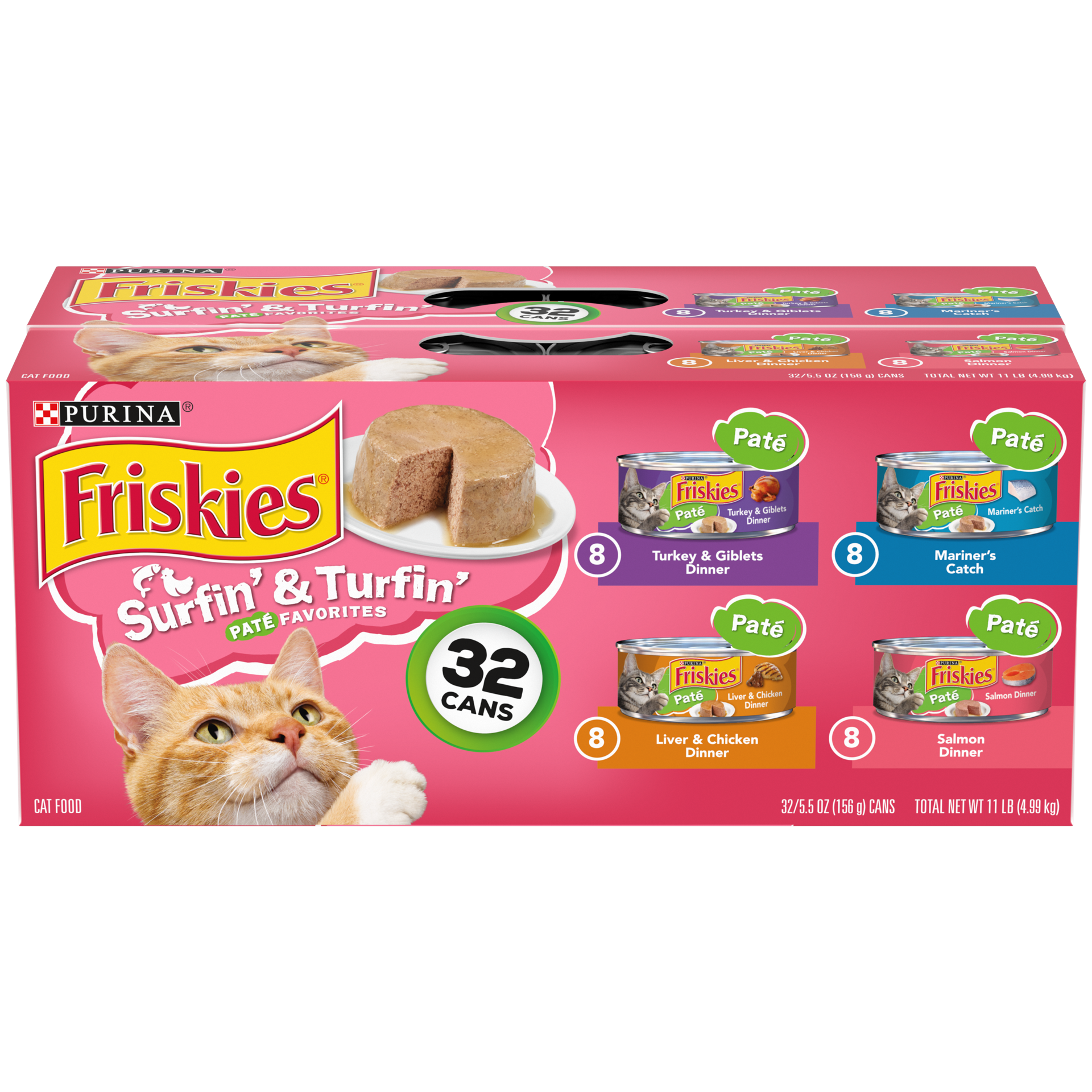 slide 1 of 1, Friskies Pate Surfin' & Turfin' Favorites Cat Food Variety Pack, 32 ct; 5.5 oz