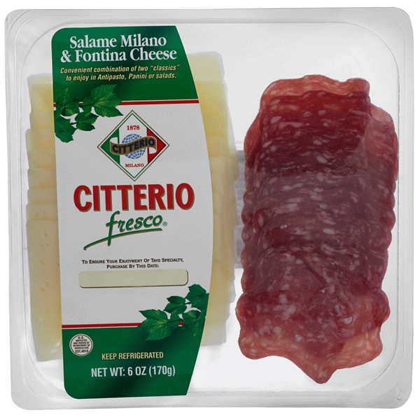 slide 1 of 1, Citterio Fresco Salame Milano & Fontina Cheese, 6 oz