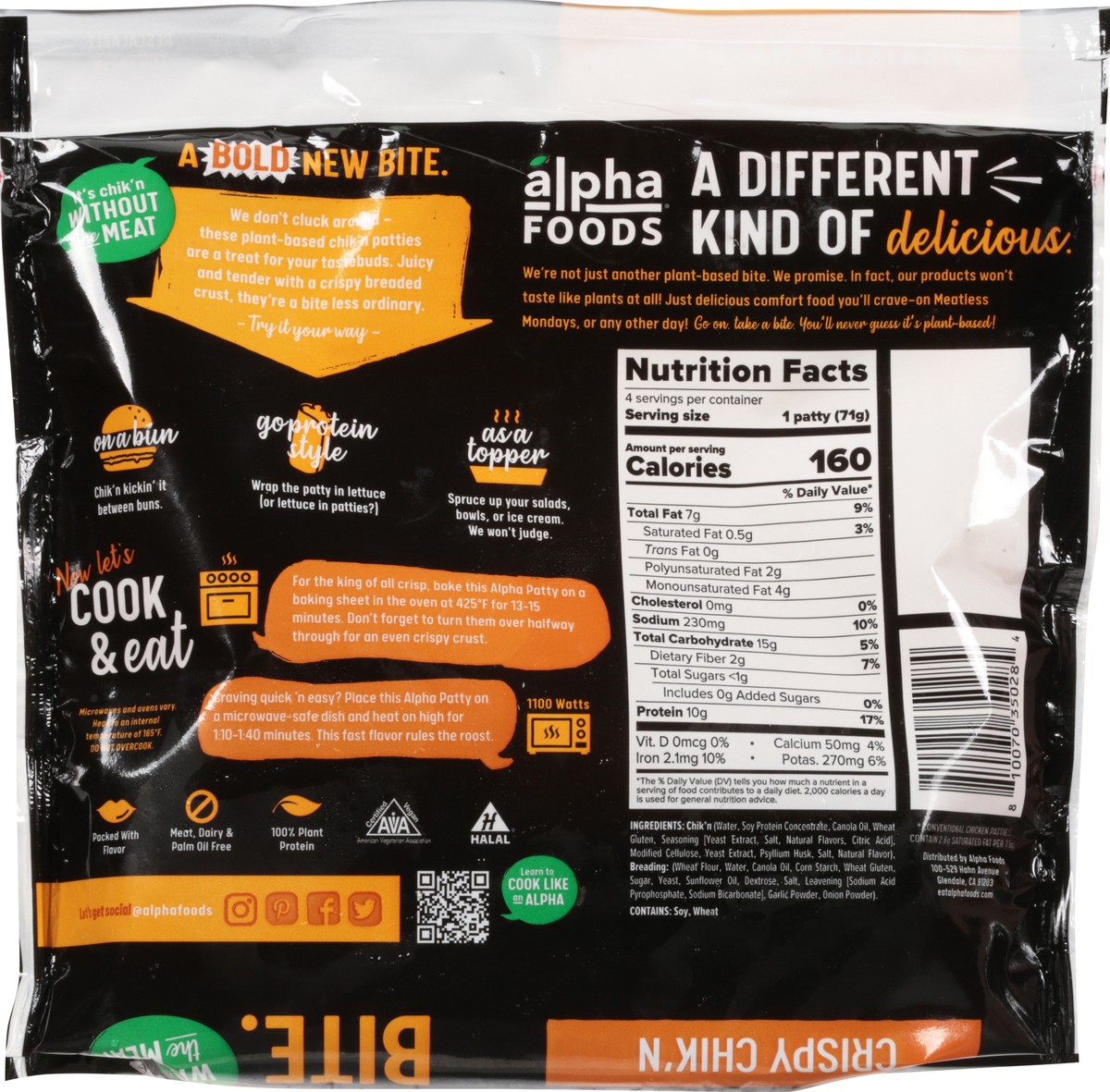 slide 4 of 12, Alpha Plant Based Crispy Chik'n Patties 4 ea, 