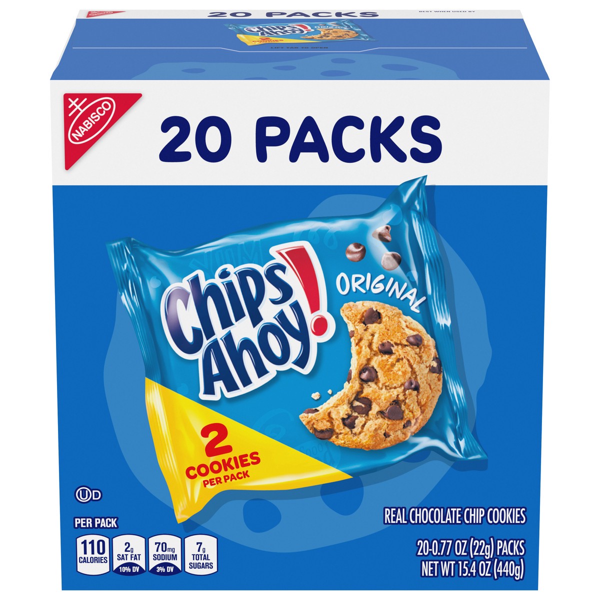 slide 1 of 1, CHIPS AHOY! Original Chocolate Chip Cookies, 20 Snack Packs (2 Cookies Per Pack), 15.4 oz