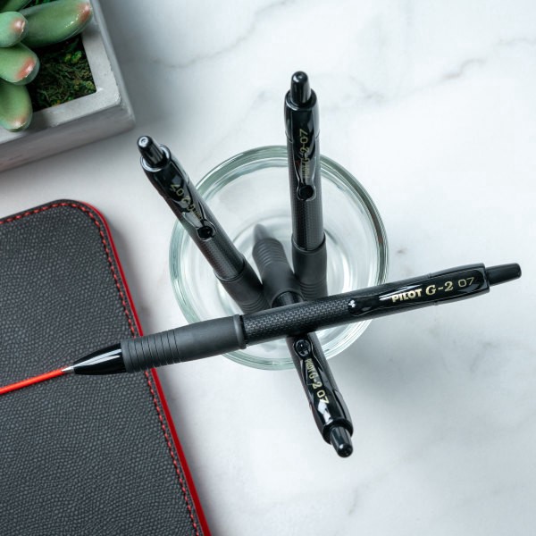 slide 4 of 7, Pilot G2 Edge Gel Pens, Fine Point, 0.7 Mm, Black Barrel, Black Ink, Pack Of 4 Pens, 4 ct