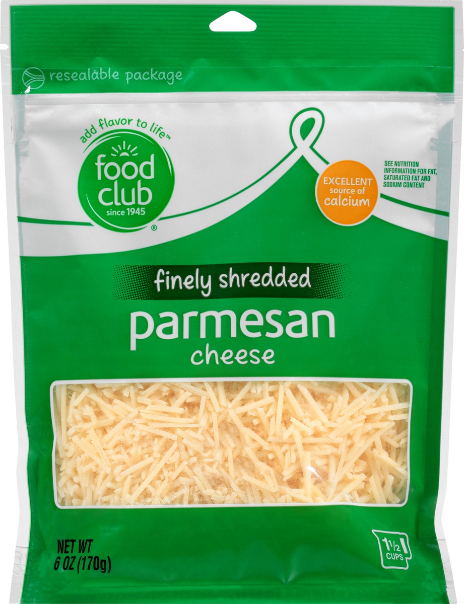 slide 9 of 10, Food Club Parmesan Finely Shredded Cheese, 6 oz
