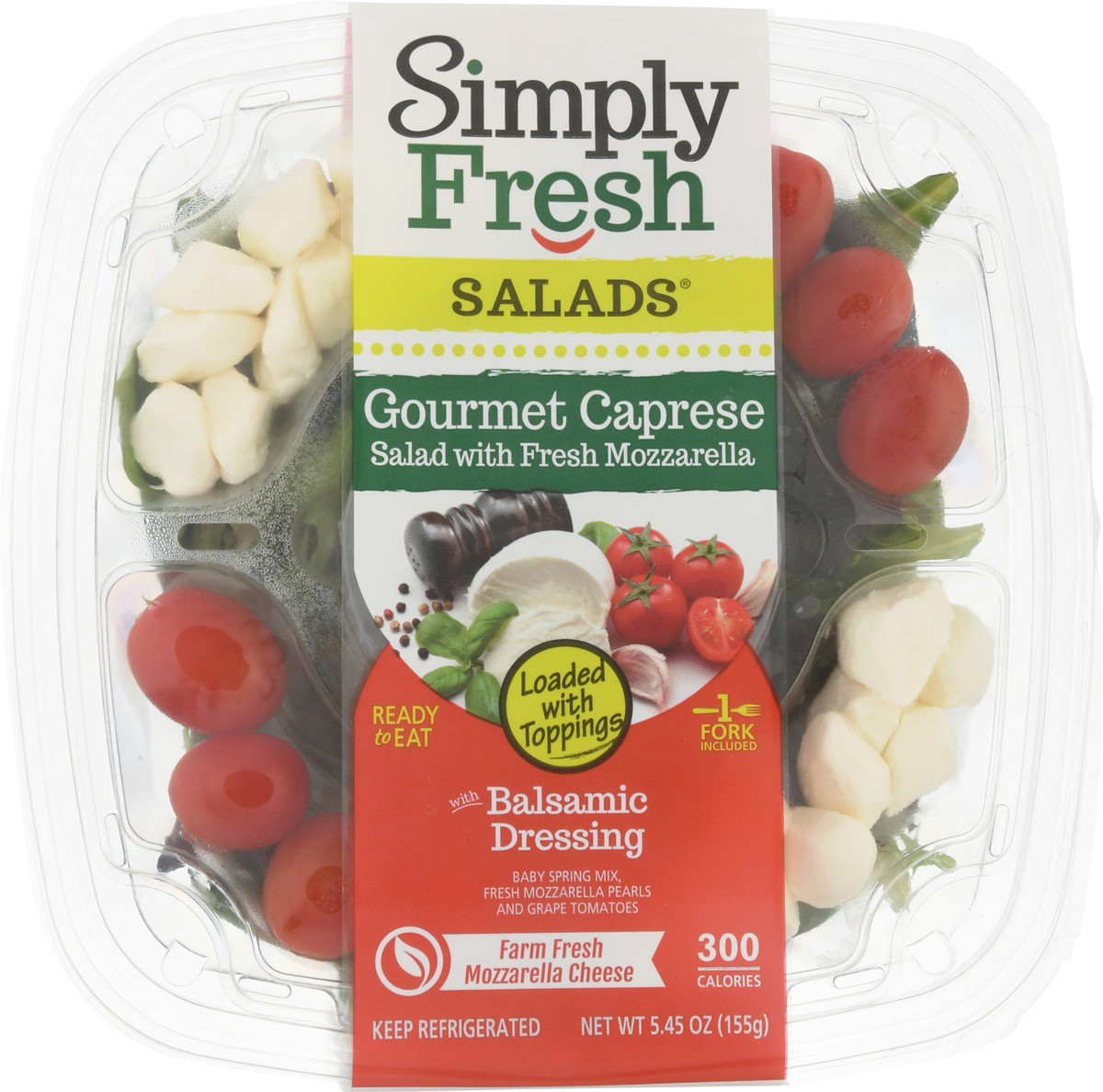 slide 5 of 9, Simply Fresh Salads Gourmet Caprese Loaded with Toppings Salad with Fresh Mozzarella 5.45 oz, 5.45 oz