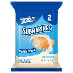 Marinela Submarines Vanilla Cream (Twin Pack) Filled Snack Cakes, 2 count, 2.47 oz