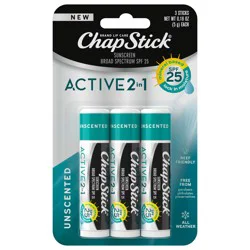 ChapStick Active 2 in 1 Sunscreen Lip Care 3 ea