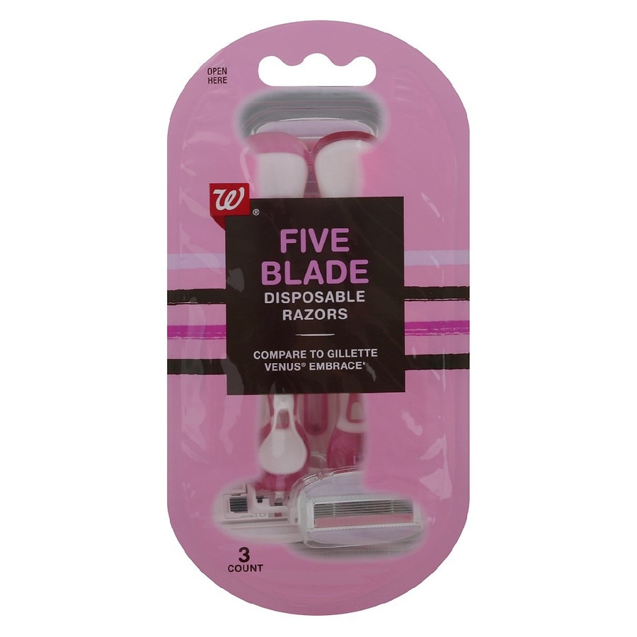 slide 1 of 1, Walgreens 5 Blade Disposable Razor, 3 ct