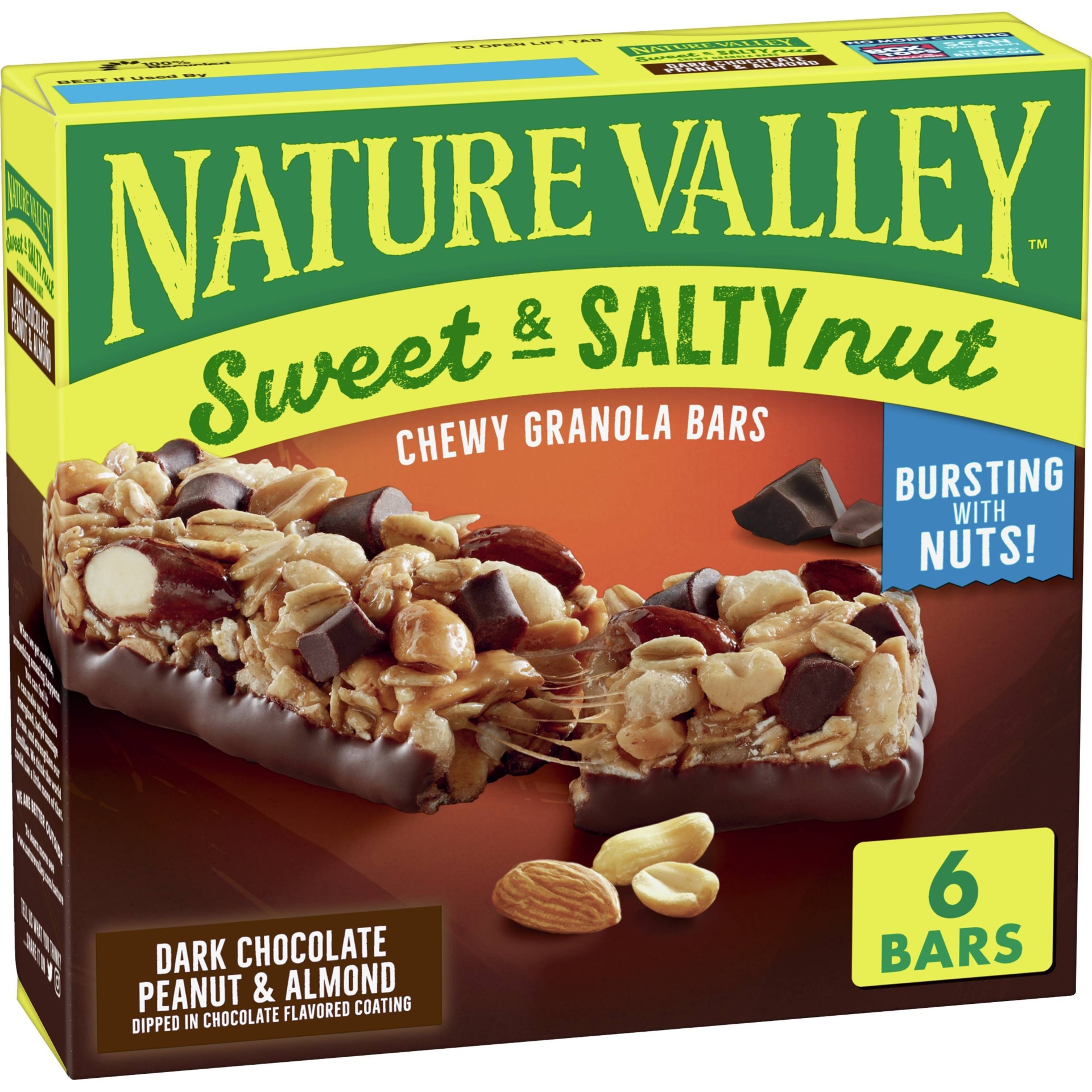 slide 1 of 13, Nature Valley Granola Bars, Sweet and Salty Nut, Dark Chocolate Peanut & Almond, 6 Bars, 6 ct