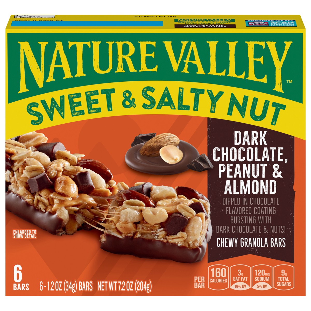 slide 1 of 9, Nature Valley Sweet and Salty Nut Bars, Dark Chocolate Peanut Almond, 6 ct, 6 ct