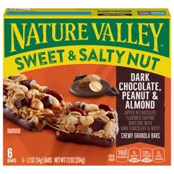 Nature Valley Sweet and Salty Nut Bars, Dark Chocolate Peanut Almond, 6 ct