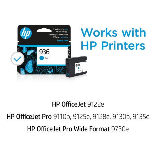 slide 4 of 9, Hp 936 Cyan Original Ink Cartridge, 4S6U9Ln, 1 ct