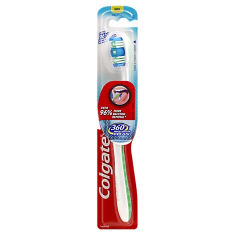 slide 1 of 1, Colgate 360 Degree Toothbrush Medium 37 Full Head, 1 ct